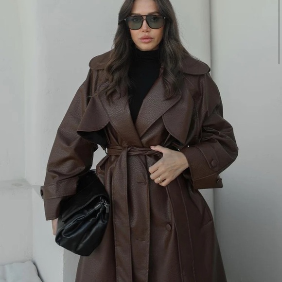 Zara Chocolate Brown Trench Coat - Picture 14 of 16
